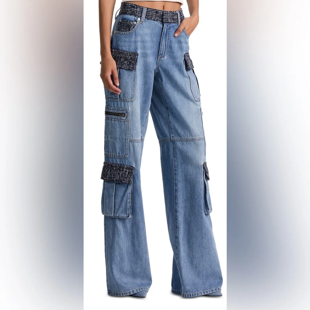 Alice + Olivia Cay Baggy Denim Cargo Jeans - Picture 4 of 9